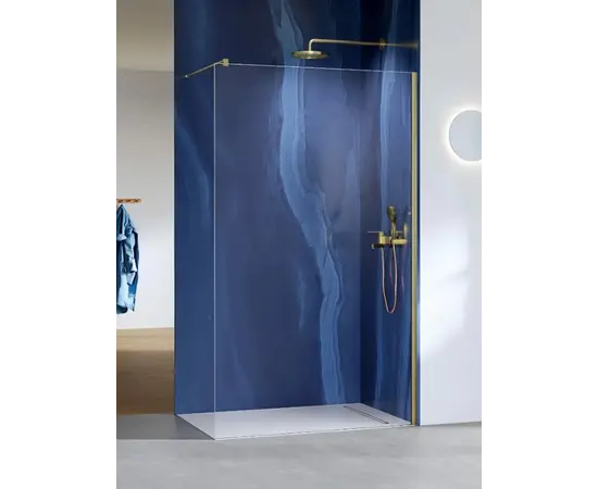 Shower glass transparent glass profile gold with wall mount New Trendy 100x200 cm-8mm