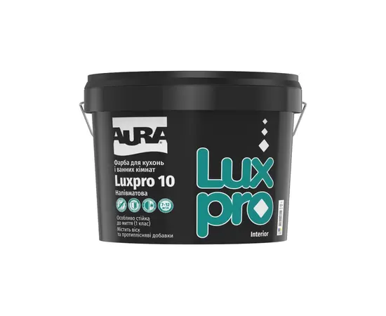 Paint for kitchen and bathroom Eskaro Aura Luxpro 10 9.5 l semi-gloss white