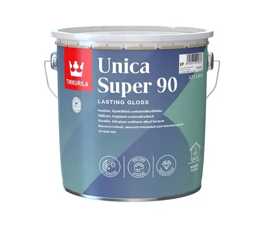 Wood Lacquer for Boats and Furniture Tikkurila Unica Super 90 EP 2.7 L Gloss