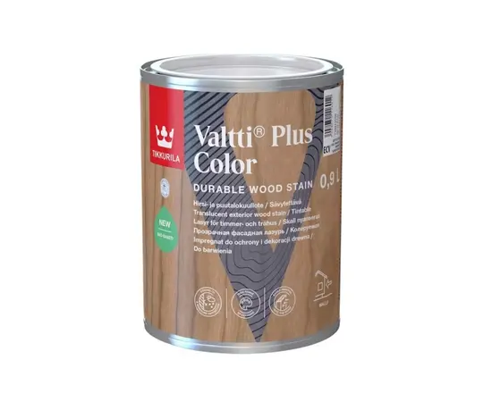 ლაზური ხის ზედაპირებისთვის Tikkurila Valtti Plus Color ECV 0.9 ლ გამჭვირვალე