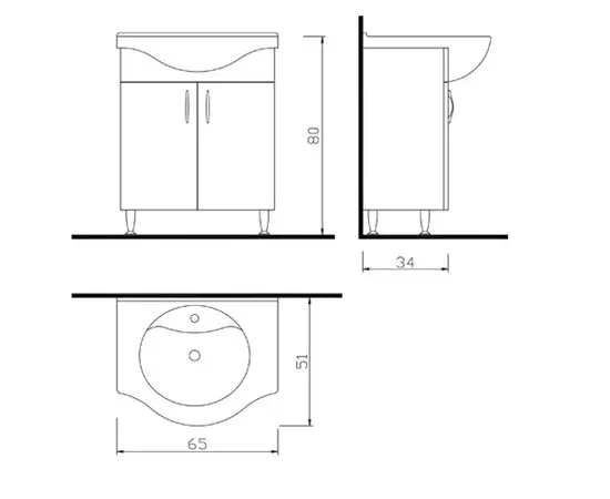 Bathroom vanity with washbasin  Denko Trend zland Blue 65 cm