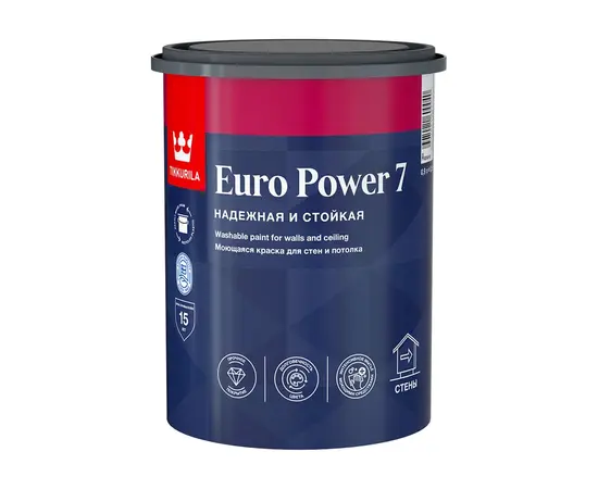 ინტერიერის საღებავი რეცხვადი Euro Power 7 A 0.9 ლ თეთრი
