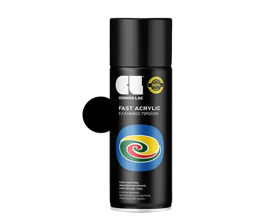 Краска аэрозольная глянцевая Cosmos Lac SPRAY FAST Ral 9005 400ml черный