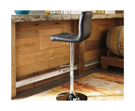 ბარის სკამი მექანიზმით, მაღალი ზურგით შავი HYS-A38