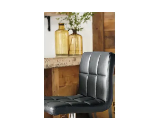 ბარის სკამი მექანიზმით, მაღალი ზურგით შავი HYS-A38