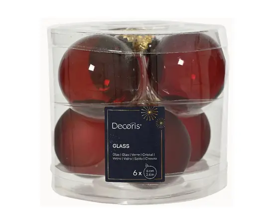 ნაძვის ხის ბურთი Baubles glass 6cm 6pcs