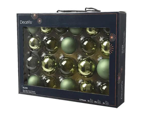 ნაძვის ხის ბურთი Bauble glass rosemary green 7 cm 21 pcs