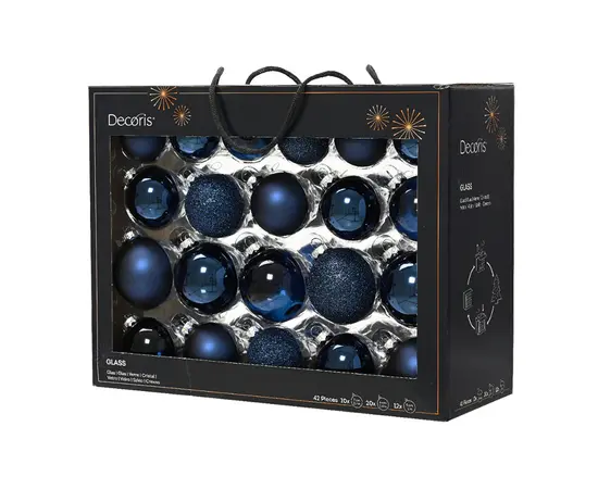 ნაძვის ხის ბურთი Baubles glass night blue 7 cm 42 pcs