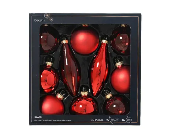 ნაძვის ხის სათამაშოები Baubles glass christmas red 6 cm 10 pcs