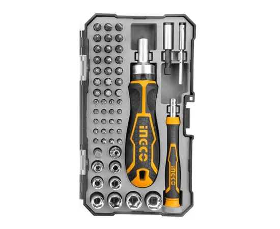 სახრახნისის და თავაკების ნაკრები Ingco HKSDB0558 55 ც