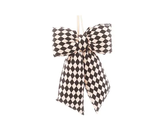 დეკორაცია ბაფთა შავი/სპილოს ძვლისფერი 24-29 სმ