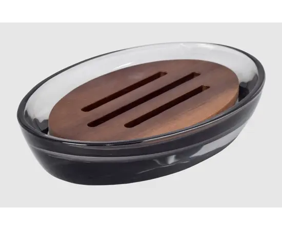 Soap dish Bisk Figo Wood/Glass Dark Gray