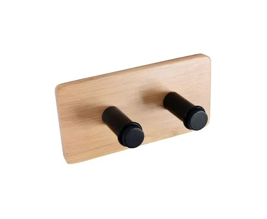 Towel hook double Bisk Plain Black Bamboo