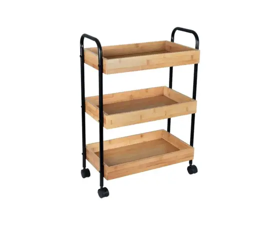 Bathroom shelf Bisk Plain Black Bamboo