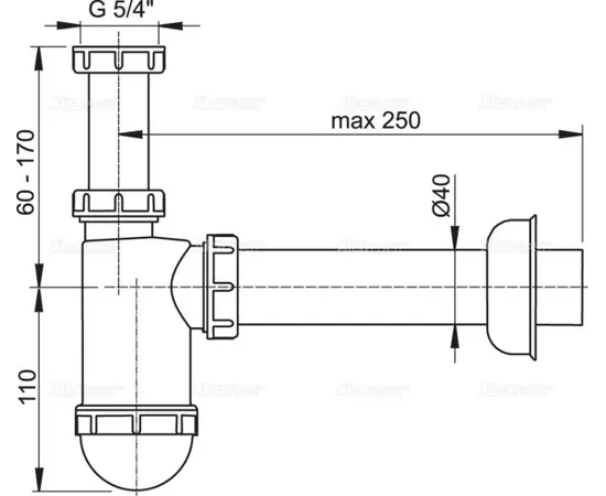 Washbasin siphon Alcadrain A43