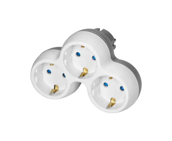 Разветвитель ORNO Schuko 3 з/к белый серый