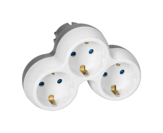 Разветвитель ORNO Schuko 3 з/к белый серый