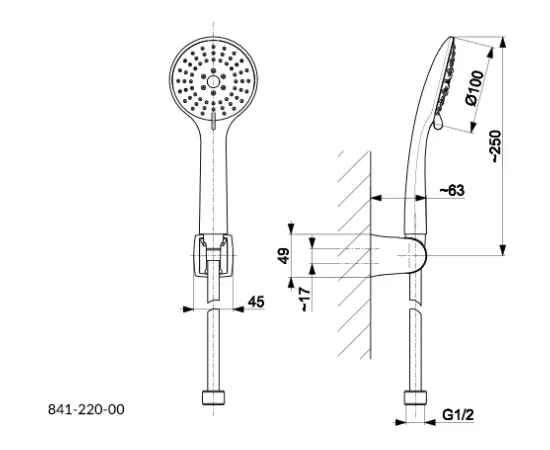 საშხაპე ყურმილი მილით KFA Moza Black