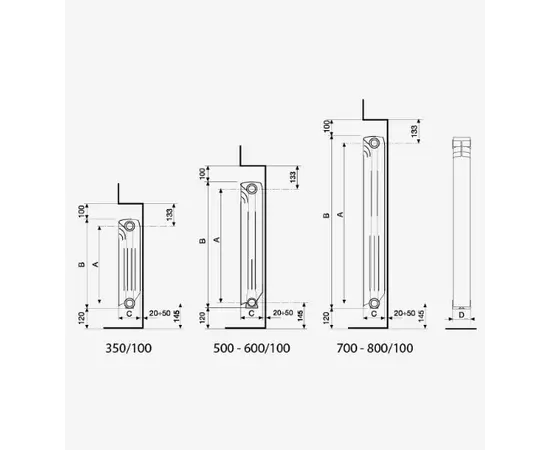 Радиатор алюминеевый Fondital EXCLUSIVO-500мм