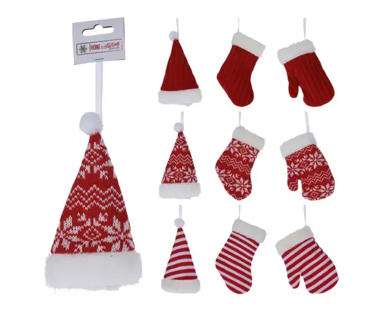 საახალწლო დეკორაცია ზამთრის ტექსტილი 15 სმ 9ass წითელი