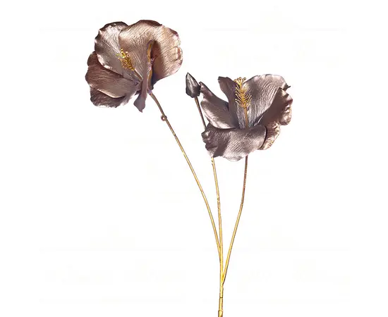 საახალწლო დეკორაცია METALL HIBISCUS FLOWER STEM BRWN GLD 74სმ