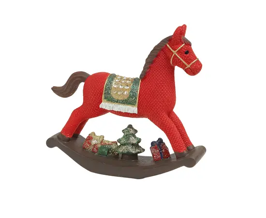 საახალწლო დეკორაცია ცხენი 13 x 3.5 x 13.5 სმ წითელი