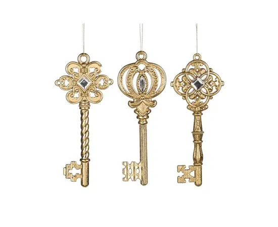 მორთულობა საახალწლო გასაღები JEWEL KEY ORN ASS 3 GLD 16.5სმ