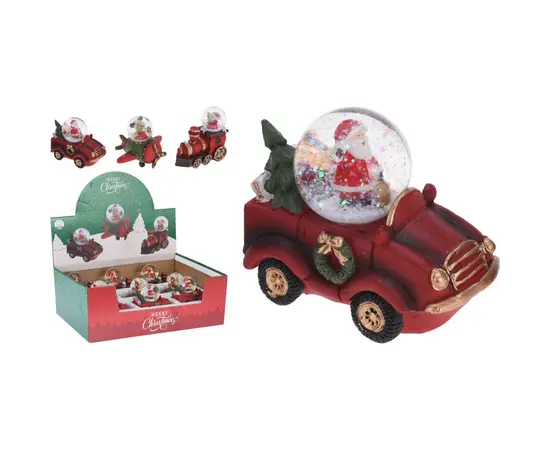 საახალწლო დეკორი "საშობაო ფიგურა" waterball vehicle 100mm 3ass