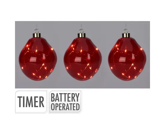 საახალწლო სათამაშო organic ball set3 წითელი