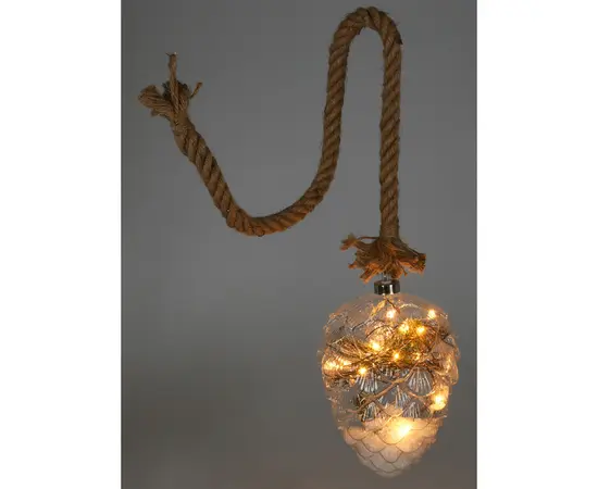 საახალწლო დეკორაცია გირჩი თოკით 21 სმ