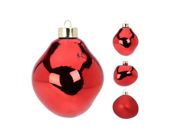 საახალწლო სათამაშო ბურთი მინის 8 სმ წითელი