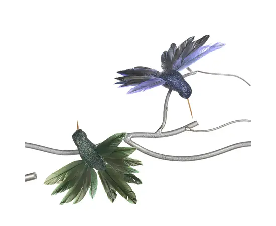 მორთულობა საახალწლო ბუზი PLUME FLY HUMMINGBIRD ON CLIP ASS/2 GRN BLU 13სმ