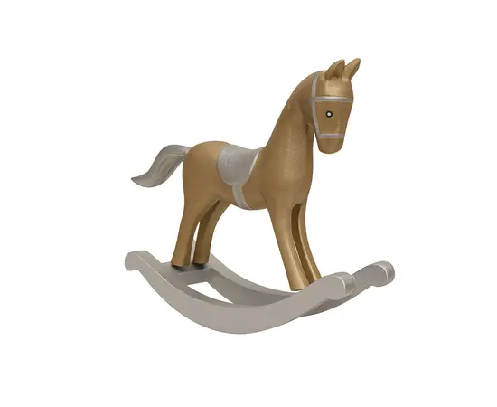 საახალწლო დეკორაცია ცხენი ხის 11 სმ ოქროსფერი