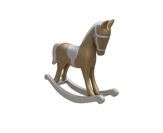 საახალწლო დეკორაცია ცხენი ხის 22 სმ ოქროსფერი