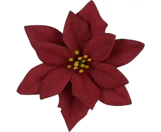 საახალწლო მორთულობა პუანსეტია ბორდოსფერი 3x16 სმ