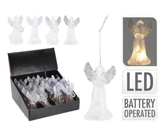 საახალწლო დეკორი "ანგელოზი" hang deco angel 11cm led 4ass