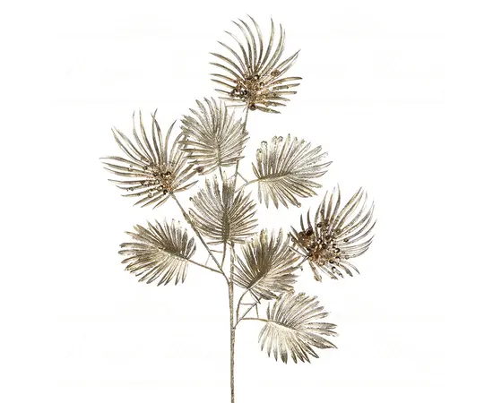 საახალწლო დეკორაცია METALL SEQ FAN LEAF STEM CHAMP SLV 78სმ