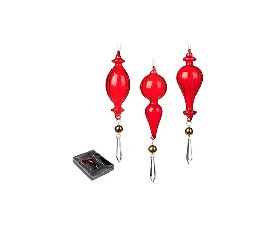 მორთულობა საახალწლო GLSS DANGL CRYST FIN ORN BOX 3 RD 22სმ