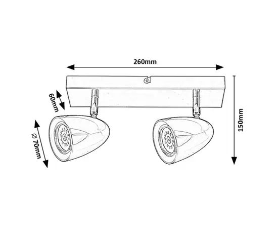 Спот Rabalux Perico 2 GU10 h150 L260 белый