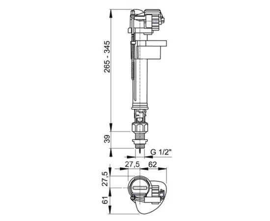 Впускной механизм с нижней подводкой Alcadrain A17-1/2"