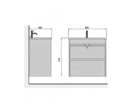 აბაზანის ტუმბო ხელსაბნით Polo Loft 80-U grey/white Cosmo 80 სმ