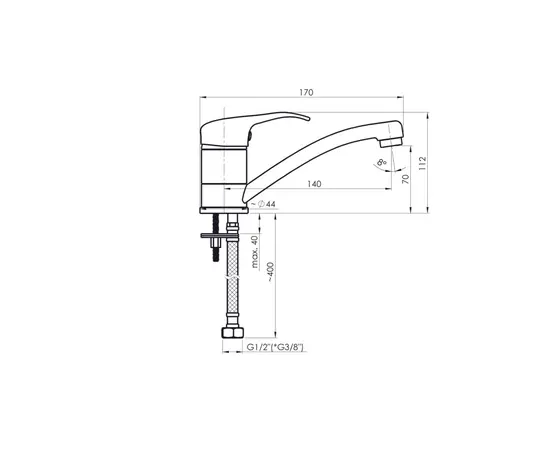 ხელსაბანის ონკანი Rubineta Optima 19 chrome