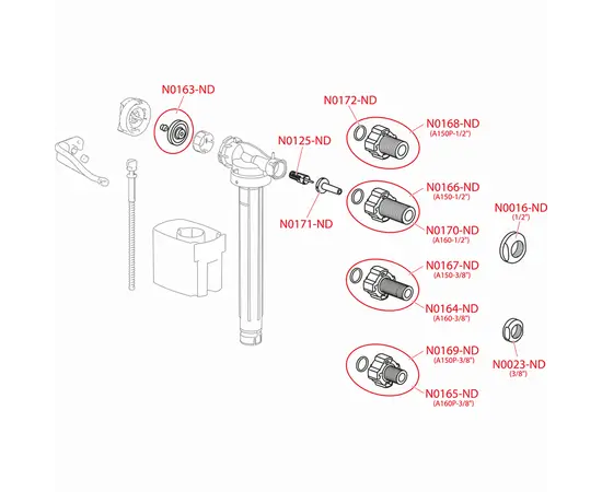 ჩასაშენებელი ავზის შესავსები მექანიზმი გვერდითი  Alca Drain A160P-3/8"