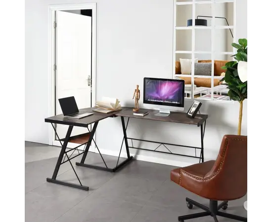 მაგიდა კომპიუტერის 108x108x73.5 სმ black+dark brown