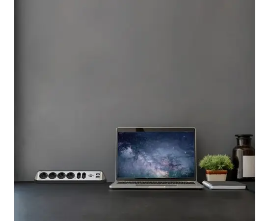 დამაგრძელებელი კუთხე 6 Brennenstuhl 2მ 2 USB ვერცხლისფერი შავი