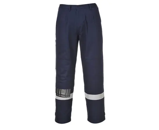 Flame-resistant work trousers with reflective strips FR26NAR blue L