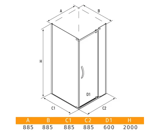 Shower corner Alex Baitler AB214-90 90x90x200cm transparent
