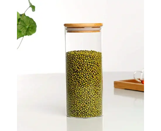 Банка стеклянная с деревянной крышкой 1200 мл