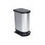 Trash can with pedal Rotho 50L PASO black-silver