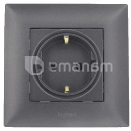 Power socket grounded with curtains Legrand 768315 1 sectional black
